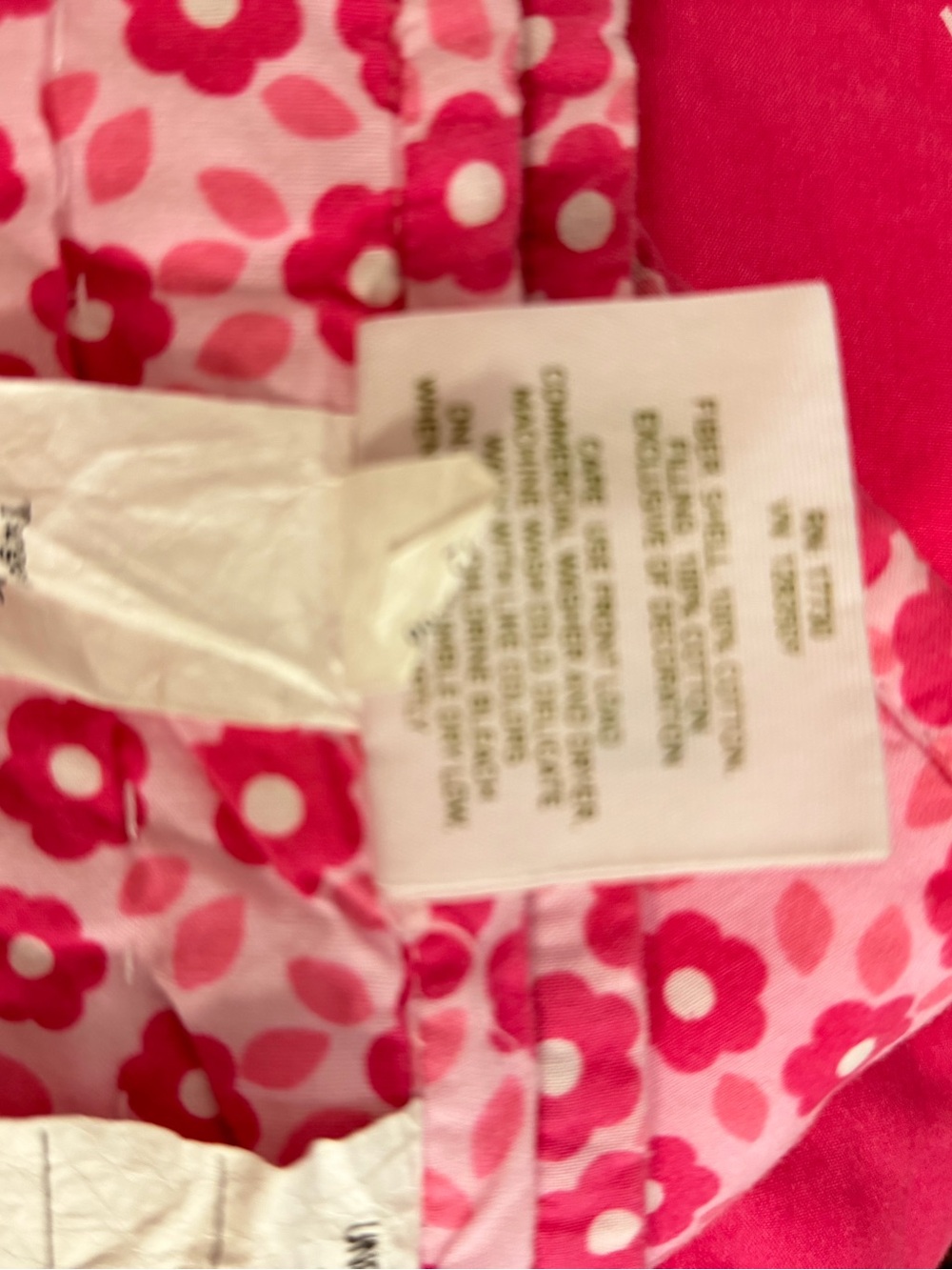 Circo Pink and Lime Floral Ladybug Quilt Set gently used full/queen size - Picture 10 of 14